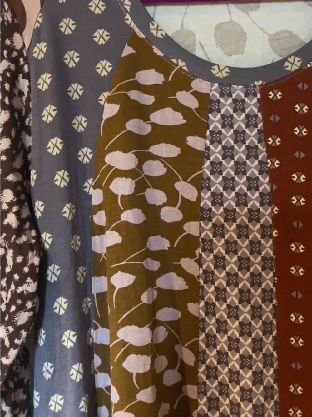 LOGO by Lori Goldstein Mixed Print Swing Tunic — Blue, Brown, Burgundy. NWOT - Picture 13 of 16